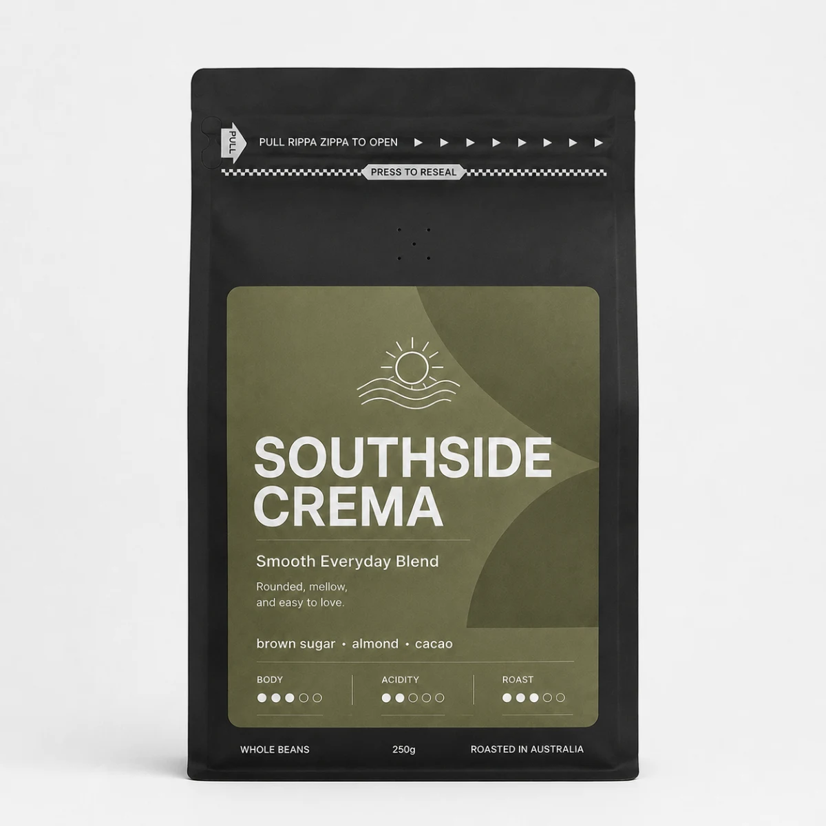 Southside Crema Coffee Beans 1 kg, bag front view