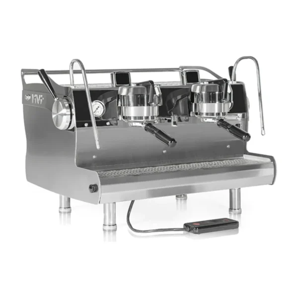 Synesso MVP 2 Group, stainless steel, front three-quarter view