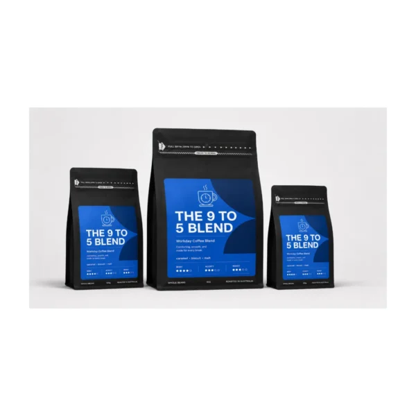 The 9 to 5 Blend Coffee Beans 1 kg, 1 kg, 500 g and 250 g bags