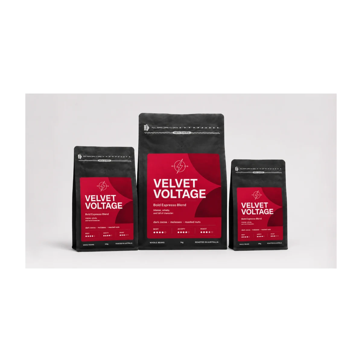 Velvet Voltage Coffee Beans 1 kg, 1 kg, 500 g and 250 g bags