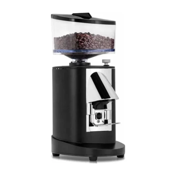 Victoria Arduino MDH coffee grinder, black, three-quarter front view