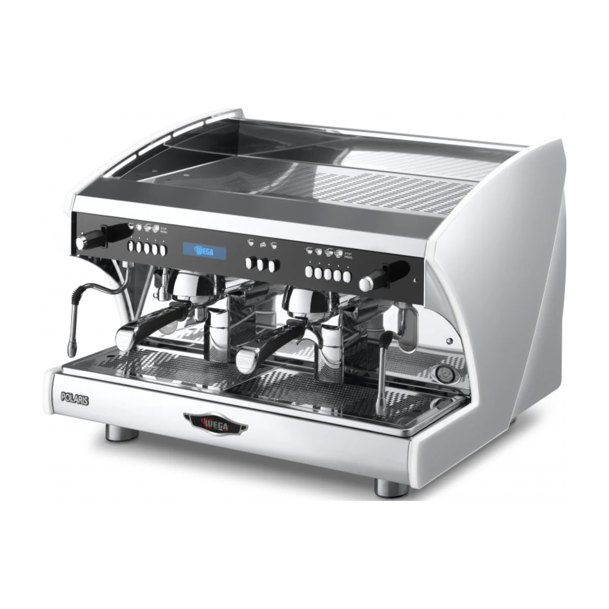 Wega Polaris Tron EVD 2 & 3 Group, white, 2 group, front three-quarter view