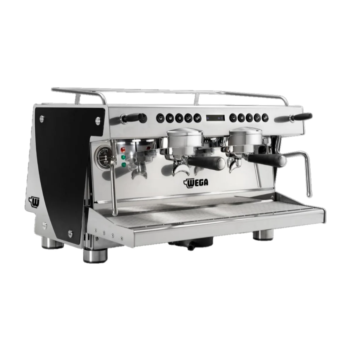 Wega Rover EVD 2 group espresso machine, black, front view