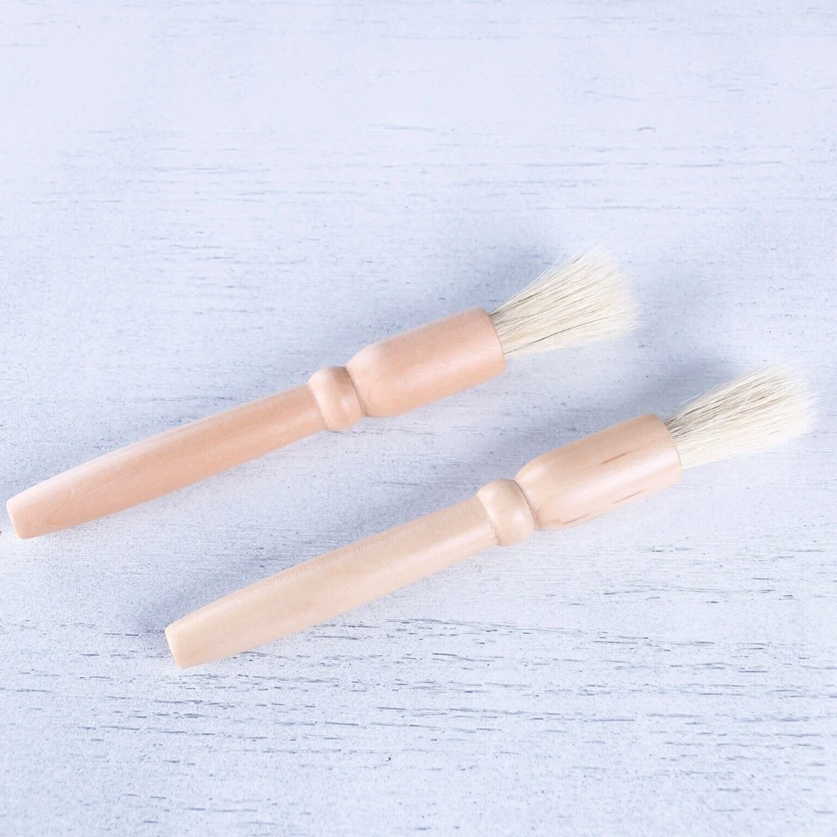 Wooden Coffee Brush, pair on light surface