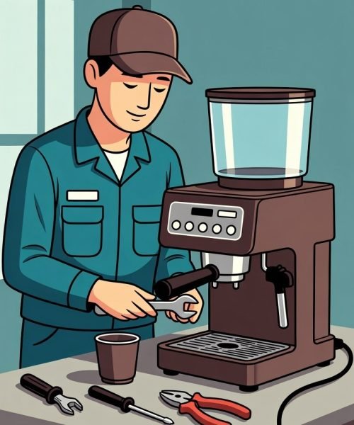 Panica technician performing professional coffee machine repair and servicing in Melbourne